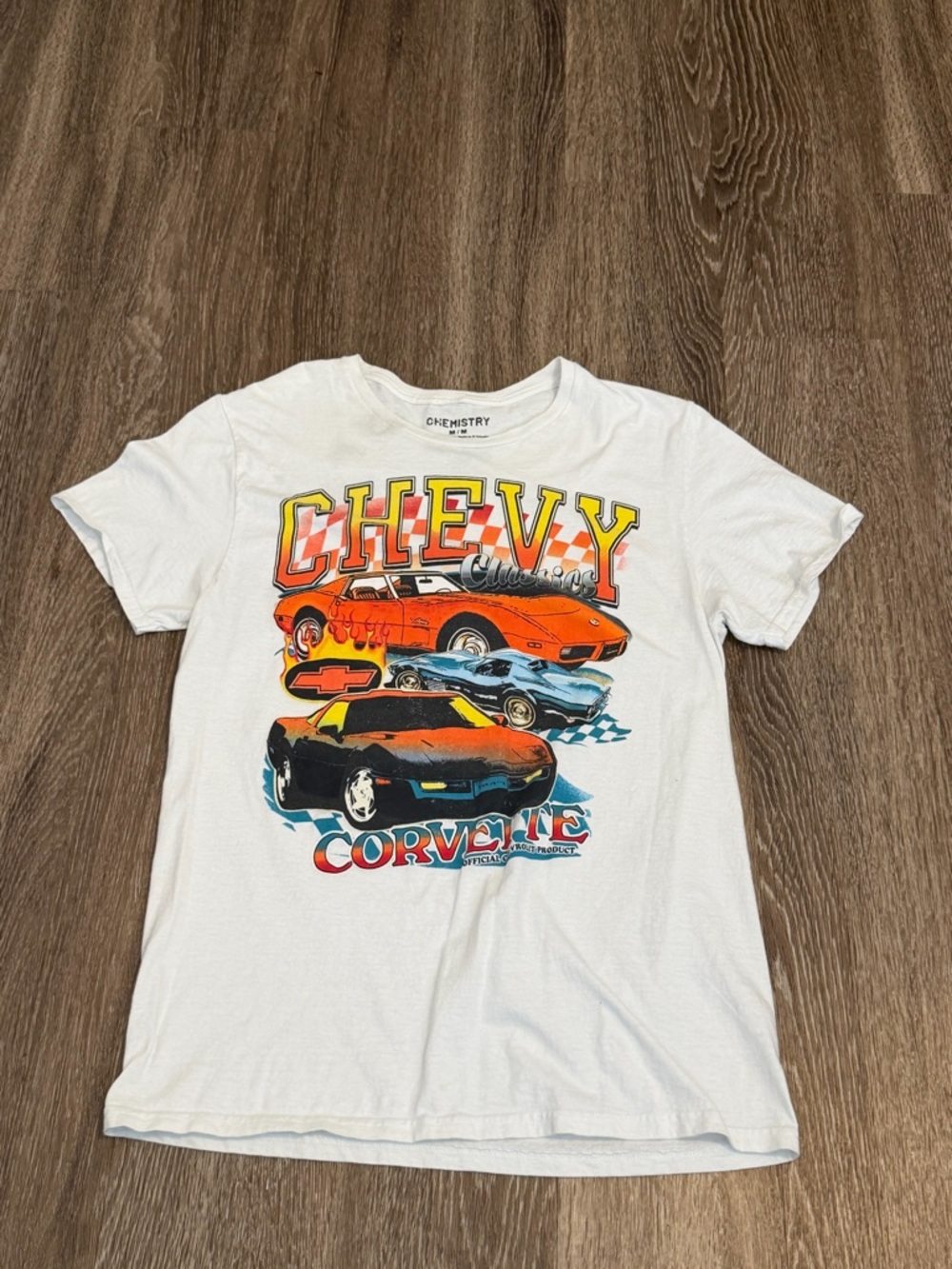 Chemistry Brand White 'Chevy Corvette' Graphic Tee